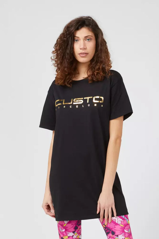 Black Cotton Women's Custo Barcelona Logo Print T-Shirt - Designed by Custo Barcelona Available to Buy at a Discounted Price on Moon Behind The Hill Online Designer Discount Store