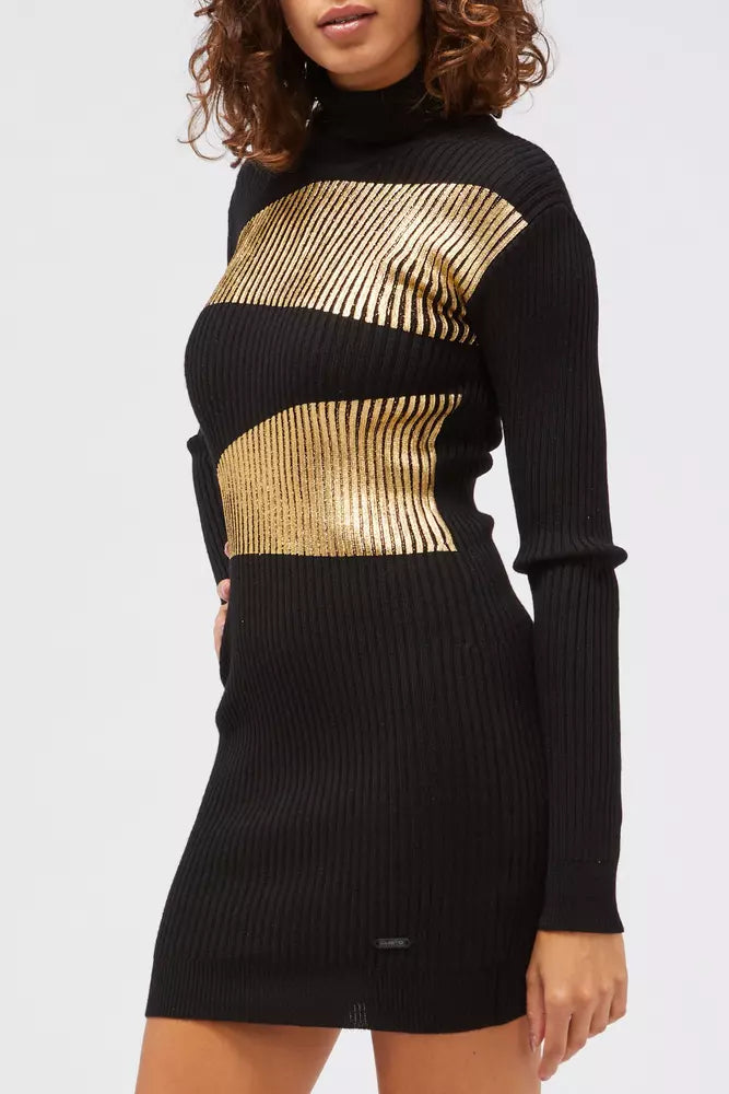 Black & Gold Custo Barcelona Viscose Sweater Dress - Designed by Custo Barcelona Available to Buy at a Discounted Price on Moon Behind The Hill Online Designer Discount Store