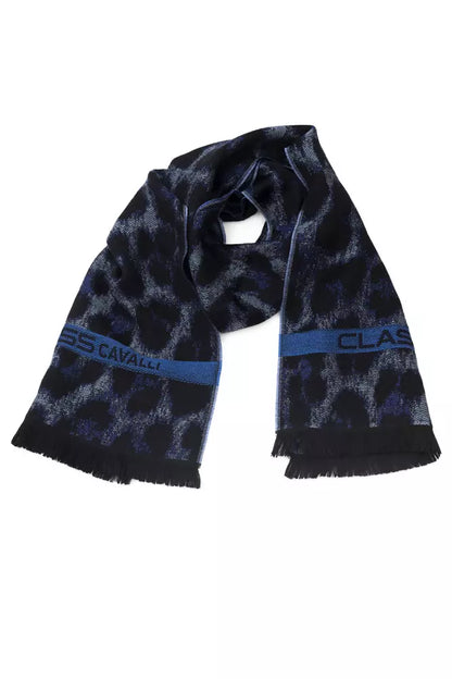 Cavalli Class Branded Blue Men's Wool Scarf - Designed by Cavalli Class Available to Buy at a Discounted Price on Moon Behind The Hill Online Designer Discount Store