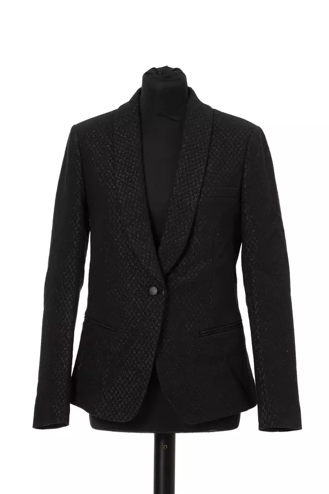 Black Jacob Cohen Women's Cotton Fabric Blazer Jacket With Lurex Details - Designed by Jacob Cohen Available to Buy at a Discounted Price on Moon Behind The Hill Online Designer Discount Stor
