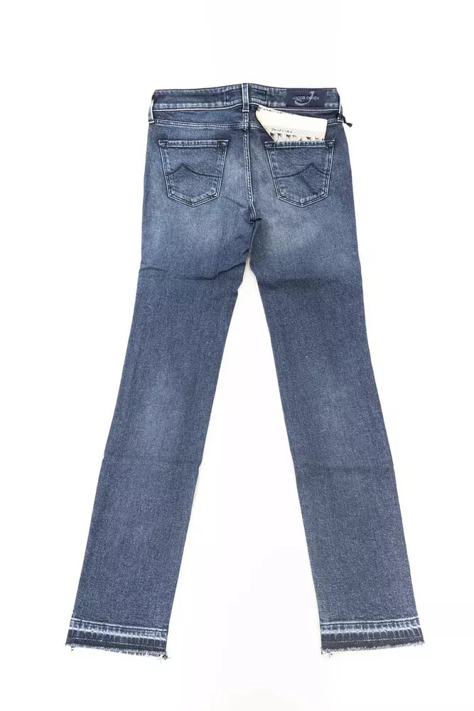 Blue Worn Wash Jacob Cohen Women's Slim Model Jeans - Designed by Jacob Cohen Available to Buy at a Discounted Price on Moon Behind The Hill Online Designer Discount Store