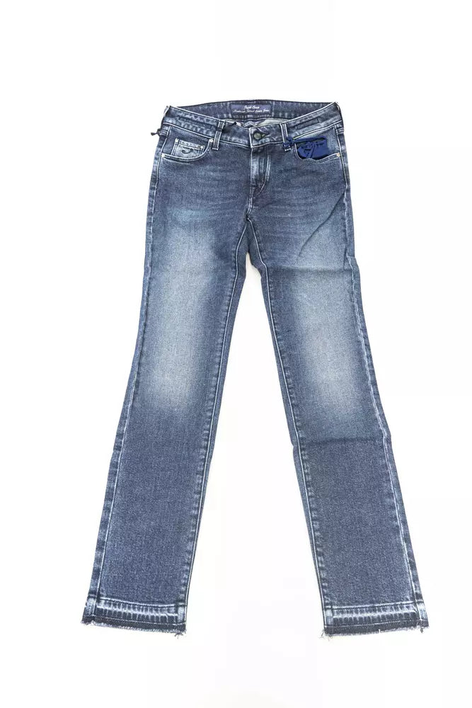 Blue Worn Wash Jacob Cohen Women's Slim Model Jeans - Designed by Jacob Cohen Available to Buy at a Discounted Price on Moon Behind The Hill Online Designer Discount Store