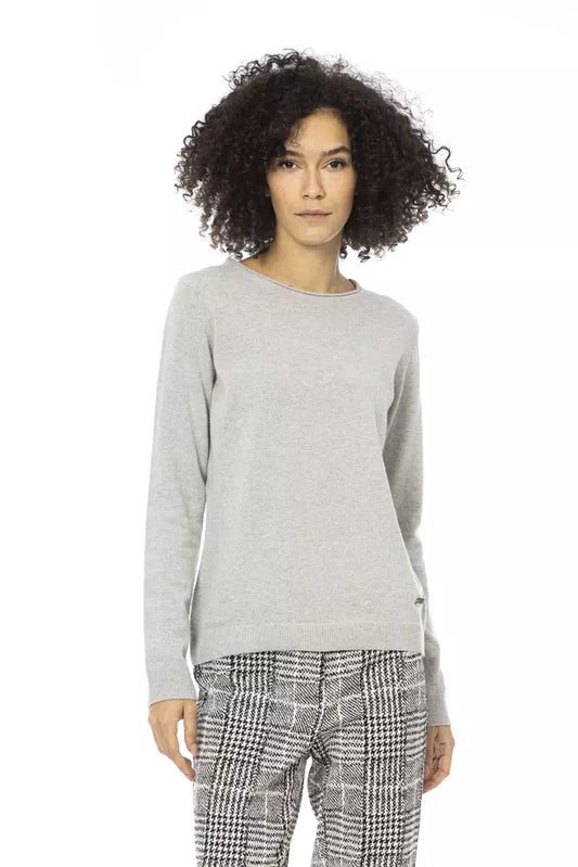 Grey Baldinini Trend Women's Crewneck Wool Sweater - Designed by Baldinini Trend Available to Buy at a Discounted Price on Moon Behind The Hill Online Designer Discount Store
