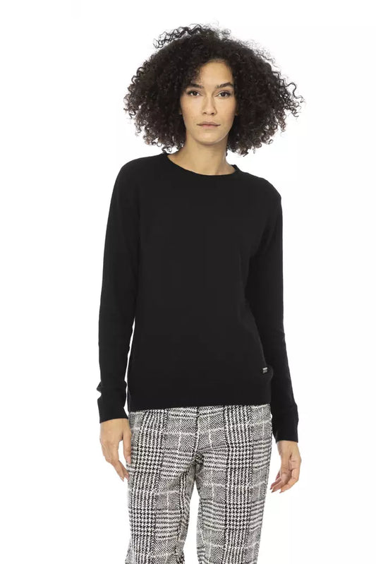 Black Baldinini Trend Women's Crewneck Wool Sweater - Designed by Baldinini Trend Available to Buy at a Discounted Price on Moon Behind The Hill Online Designer Discount Store