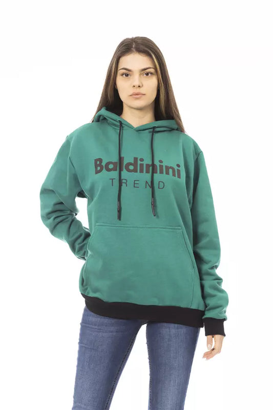Baldinini Trend Women's Green Cotton Sweater Hoodie - Designed by Baldinini Trend Available to Buy at a Discounted Price on Moon Behind The Hill Online Designer Discount Store