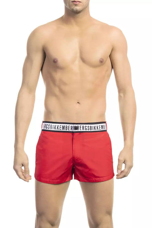 Bikkembergs Men's Black White & Red Polyamide Swimwear - Designed by Bikkembergs Available to Buy at a Discounted Price on Moon Behind The Hill Online Designer Discount Store