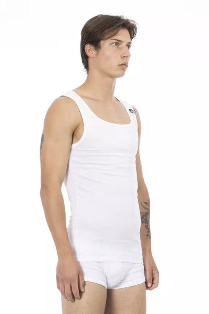 Bikkembergs Men's White Cotton Sleeveless T-Shirt - Designed by Bikkembergs Available to Buy at a Discounted Price on Moon Behind The Hill Online Designer Discount Store