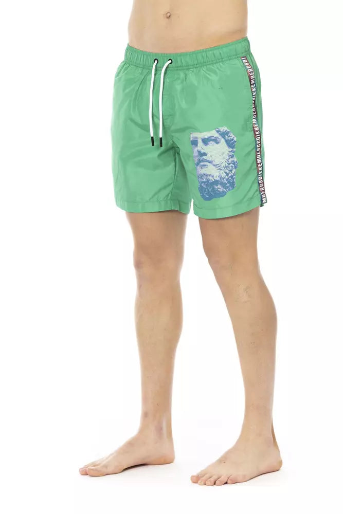 Bikkembergs Men's Green Polyester Swimwear - Designed by Bikkembergs Available to Buy at a Discounted Price on Moon Behind The Hill Online Designer Discount Store