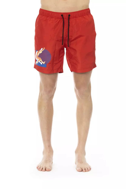 Bikkembergs Men's Red Polyester Swimwear Shorts - Designed by Bikkembergs Available to Buy at a Discounted Price on Moon Behind The Hill Online Designer Discount Store