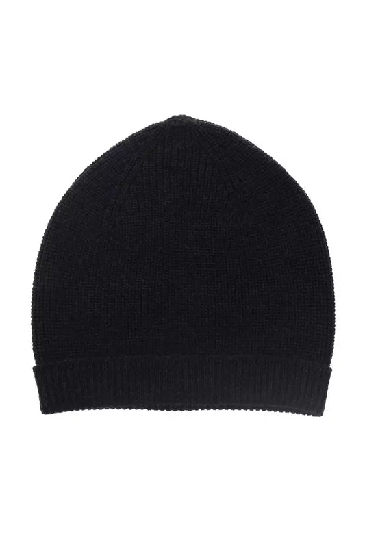Alpha Studio Black Merino Wool Beanie Hat