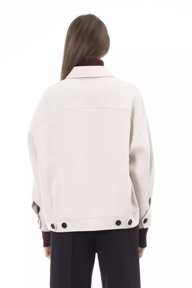 Alpha Studio Women's White Wool Shirt Jacket