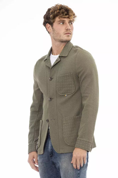 Distretto12 Men's Green Cotton Casual Blazer Jacket