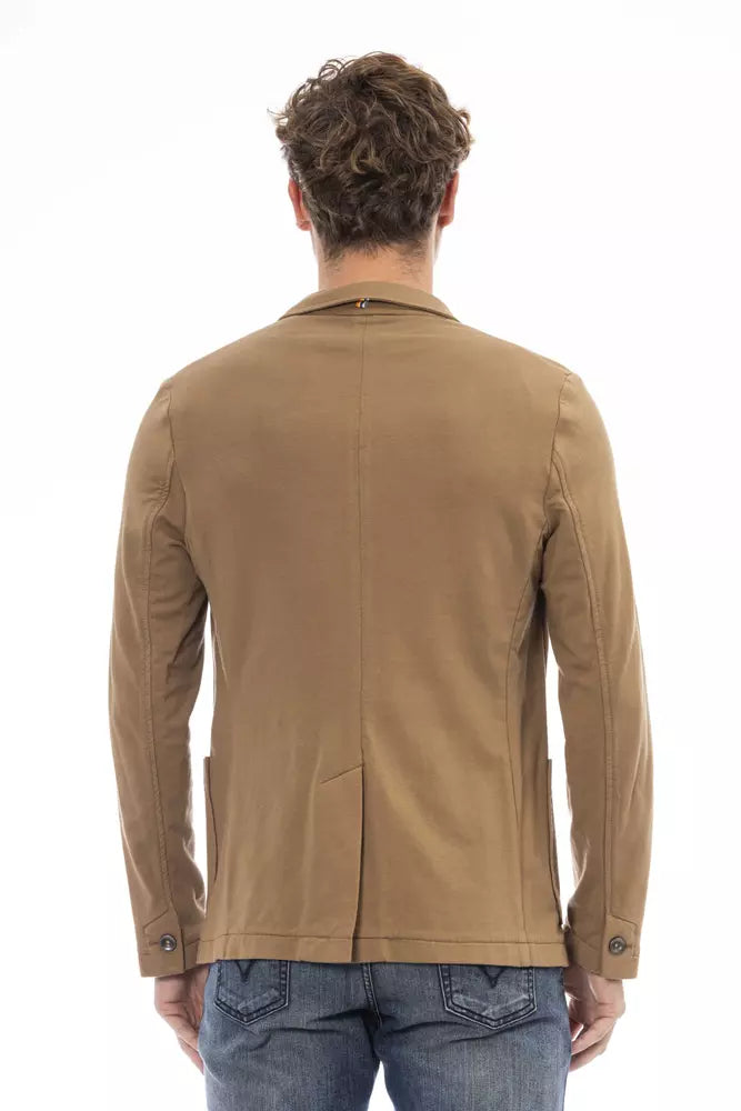 Distretto12 Men's Brown Cotton Classic Casual Blazer Jacket