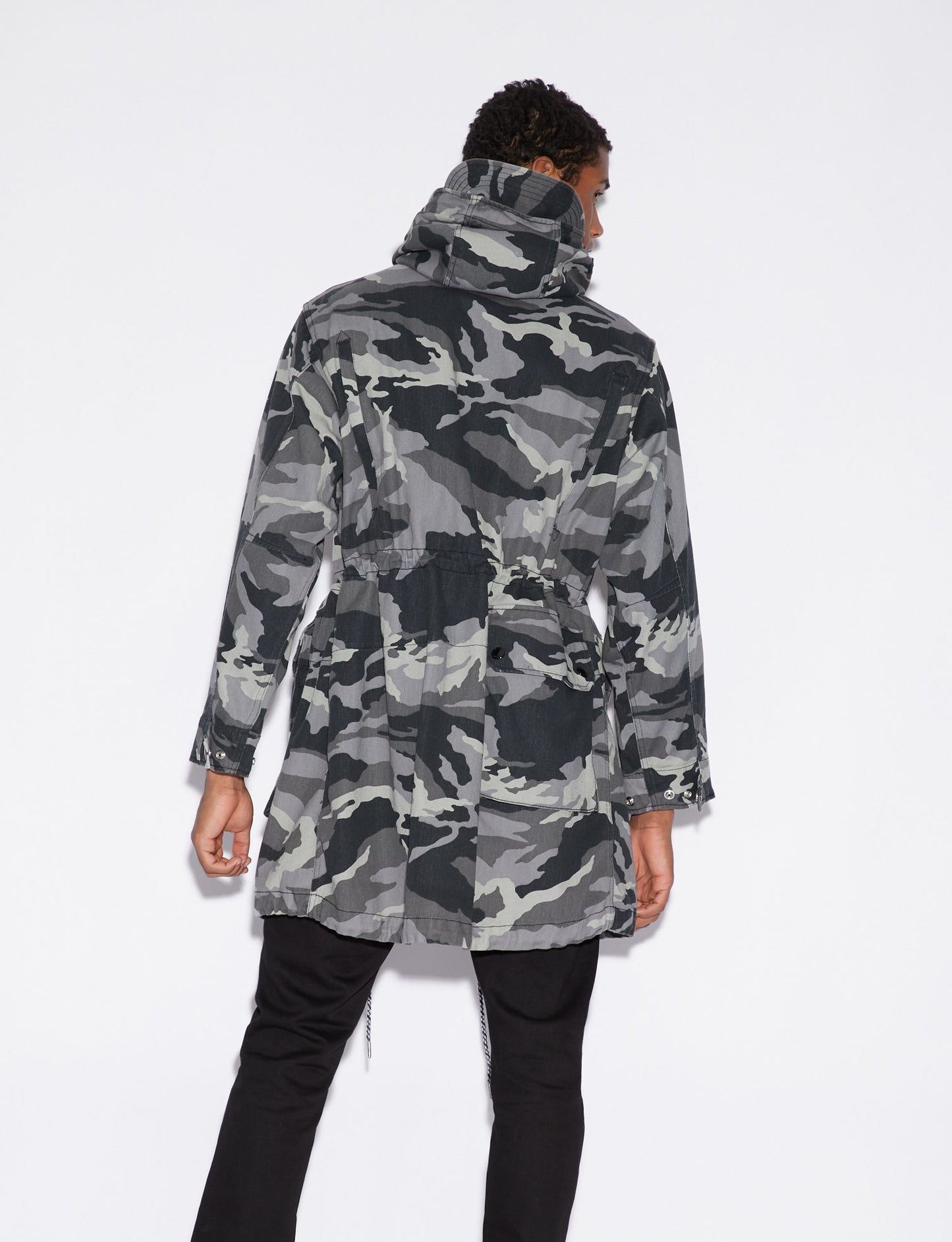 Men's Camouflage Grey Armani Exchange Hooded Trench Coat