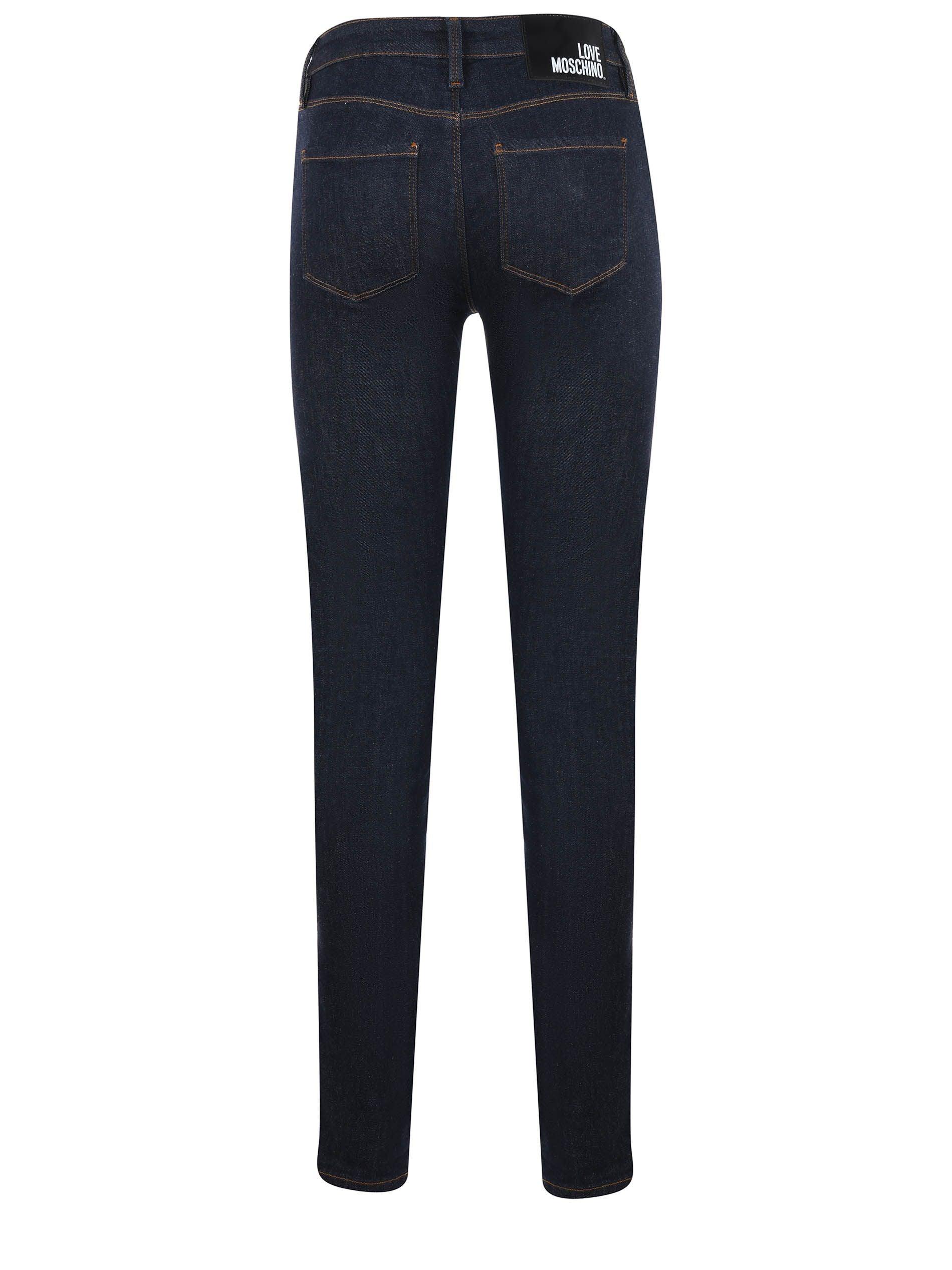 Love Moschino Women's Dark Blue Stretch Slim Fit Jeans designed by Love Moschino available from Moon Behind The Hill 's Clothing > Pants > Womens range