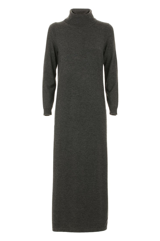 Grey Melange Imperfect Maxi Length Dress with High Collar - Designed by Imperfect Available to Buy at a Discounted Price on Moon Behind The Hill Online Designer Discount Store