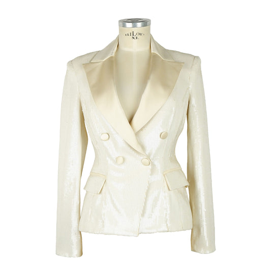 Elisabetta Franchi Women's White Polyester Double Breasted Sequins Classic Jacket