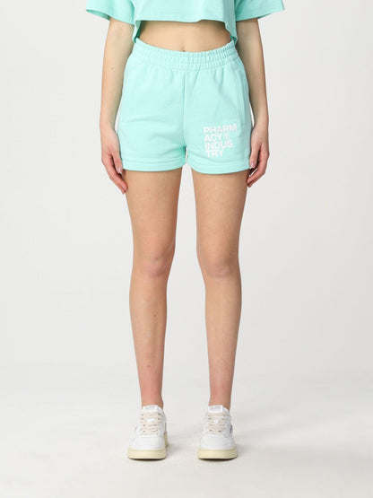 Pharmacy Industry Women's Green Cotton Sweat Shorts designed by Pharmacy Industry available from Moon Behind The Hill 's Clothing > Shorts > Womens range