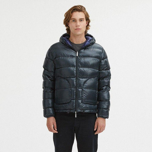 Centogrammi Men's Reversible Dark Grey & Blue Nylon Padded Jacket - Designed by Centogrammi Available to Buy at a Discounted Price on Moon Behind The Hill Online Designer Discount Store
