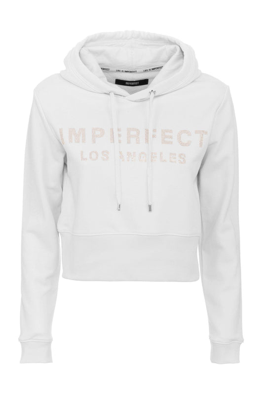 Imperfect Women's White Cotton Hoodie Sweater - Designed by Imperfect Available to Buy at a Discounted Price on Moon Behind The Hill Online Designer Discount Store