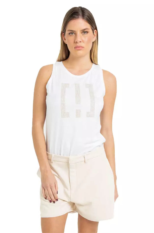 Imperfect Women's White Logo T-Shirt Vest - Designed by Imperfect Available to Buy at a Discounted Price on Moon Behind The Hill Online Designer Discount Store