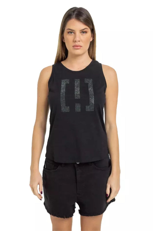 Imperfect Women's Black Logo T-Shirt Vest - Designed by Imperfect Available to Buy at a Discounted Price on Moon Behind The Hill Online Designer Discount Store