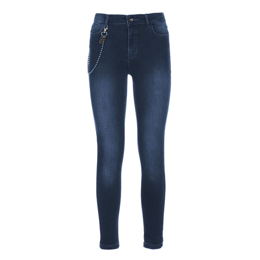 Imperfect Women's Blue Cotton Slim Fit Jeans - Designed by Imperfect Available to Buy at a Discounted Price on Moon Behind The Hill Online Designer Discount Store