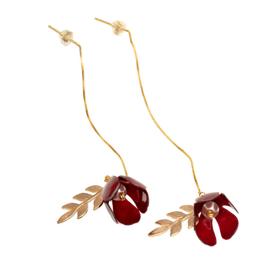Flower Adjustable Earrings - Red-0