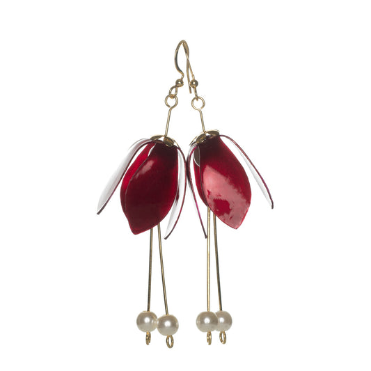 Red Lily Double-drop Earrings-0