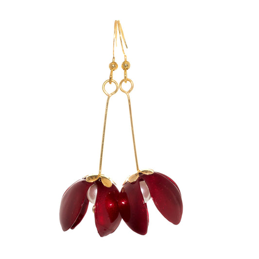 Small Lily Drop Earrings - Red-0