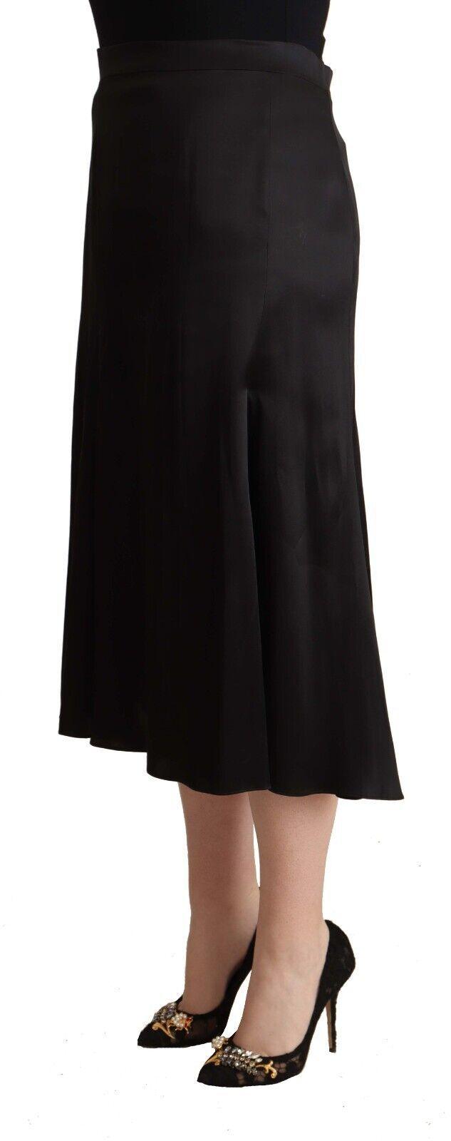 Blumarine Black Acetate High Waist A-line Midi Skirt - Designed by Blumarine Available to Buy at a Discounted Price on Moon Behind The Hill Online Designer Discount Store