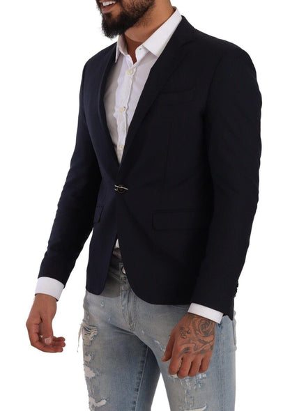 Domenico Tagliente Dark Blue Single Breasted Slim Fit Blazer - Designed by Domenico Tagliente Available to Buy at a Discounted Price on Moon Behind The Hill Online Designer Discount Store