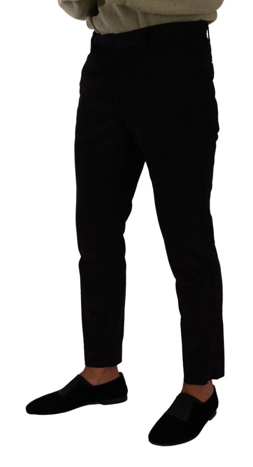 Black Cotton Corduroy Skinny Trouser Pants - Designed by Dolce & Gabbana Available to Buy at a Discounted Price on Moon Behind The Hill Online Designer Discount Store