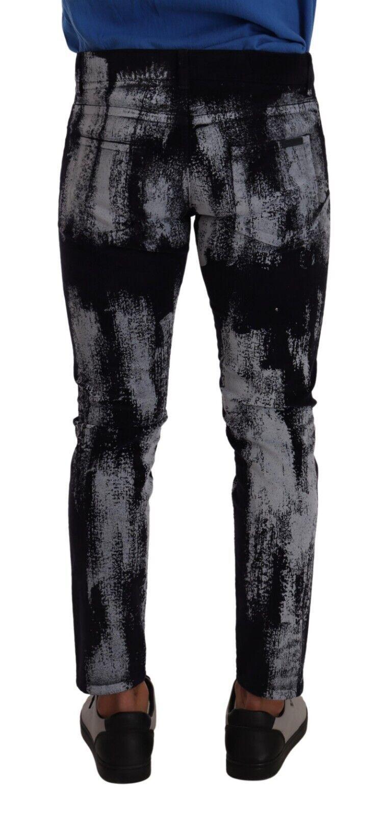 Blue White Dye Skinny Denim Men Jeans - Designed by Dolce & Gabbana Available to Buy at a Discounted Price on Moon Behind The Hill Online Designer Discount Store