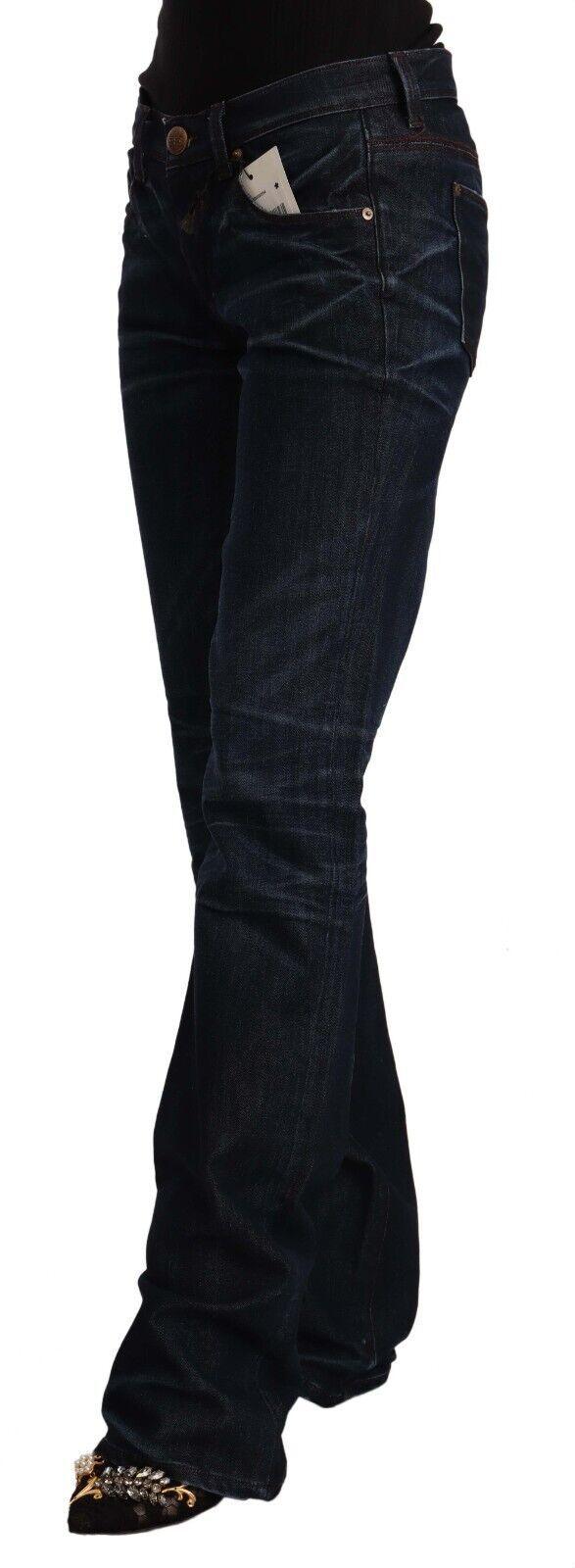 Dark Blue Mid Waist Cotton Denim Straight Jeans - Designed by Ermanno Scervino Available to Buy at a Discounted Price on Moon Behind The Hill Online Designer Discount Store