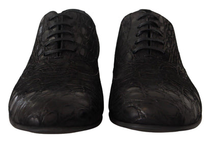 Black Caiman Leather Mens Oxford Shoes - Designed by Dolce & Gabbana Available to Buy at a Discounted Price on Moon Behind The Hill Online Designer Discount Store