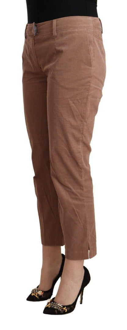 Costume National Ladies' Brown Cotton Tapered Cropped Pants - Designed by Costume National Available to Buy at a Discounted Price on Moon Behind The Hill Online Designer Discount Store