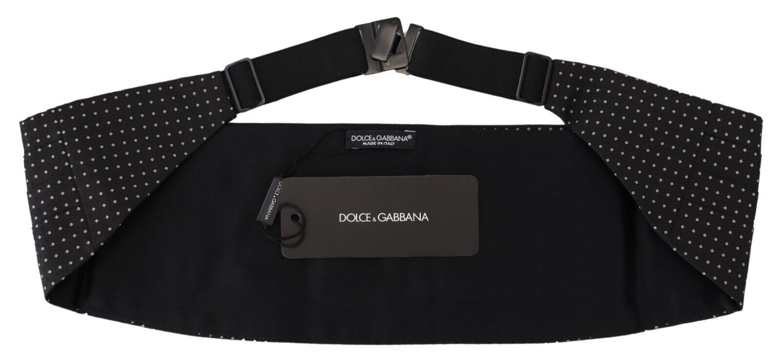 Black Polka Dot Wide Waist Men Belt Cummerband - Designed by Dolce & Gabbana Available to Buy at a Discounted Price on Moon Behind The Hill Online Designer Discount Store