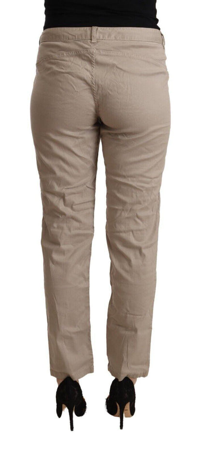 Beige Tencel Mid Waist Tapered Casual Pants - Designed by Acht Available to Buy at a Discounted Price on Moon Behind The Hill Online Designer Discount Store