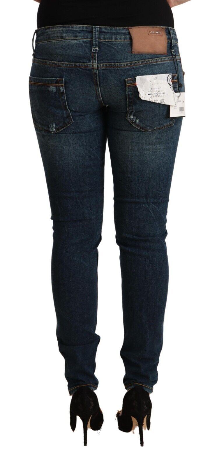 Blue Washed Low Waist Slim Fit Denim Jeans - Designed by Acht Available to Buy at a Discounted Price on Moon Behind The Hill Online Designer Discount Store