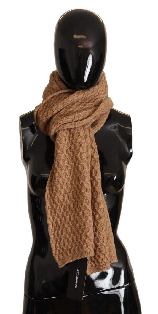Dark Brown Wrap Shawl Knitted Camel Scarf - Designed by Dolce & Gabbana Available to Buy at a Discounted Price on Moon Behind The Hill Online Designer Discount Store
