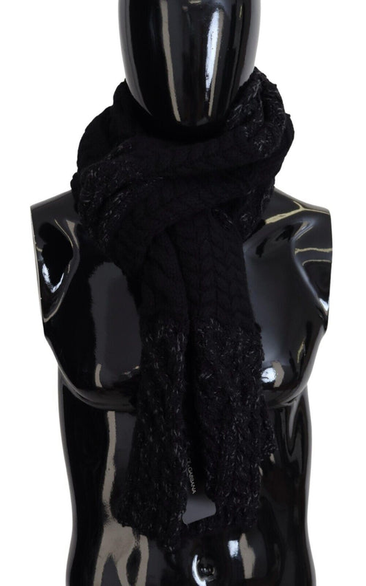 Dolce & Gabbana Black Knitted Men Neck Wrap Shawl Scarf - Designed by Dolce & Gabbana Available to Buy at a Discounted Price on Moon Behind The Hill Online Designer Discount Store