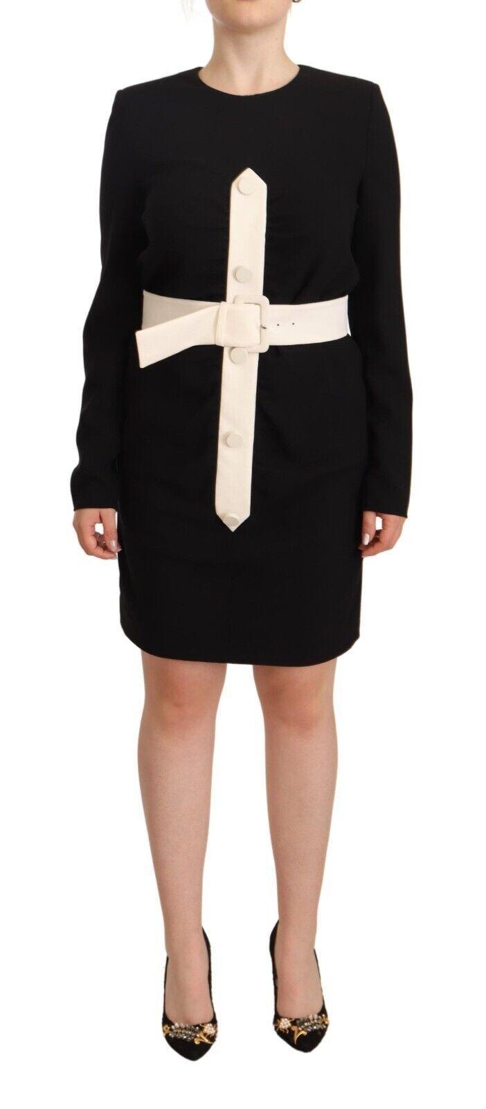 Givenchy Black Wool Long Sleeves Belted Mini Sheath Dress - Designed by Givenchy Available to Buy at a Discounted Price on Moon Behind The Hill Online Designer Discount Store