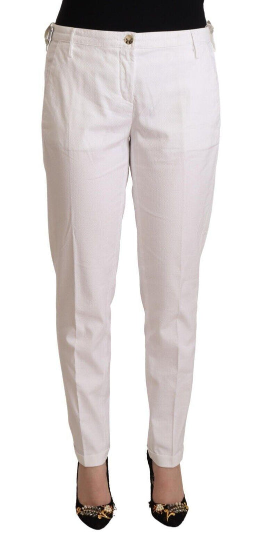 Jacob Cohen Women's White Mid Waist Tapered Birgitte Pants - Designed by Jacob Cohen Available to Buy at a Discounted Price on Moon Behind The Hill Online Designer Discount Store