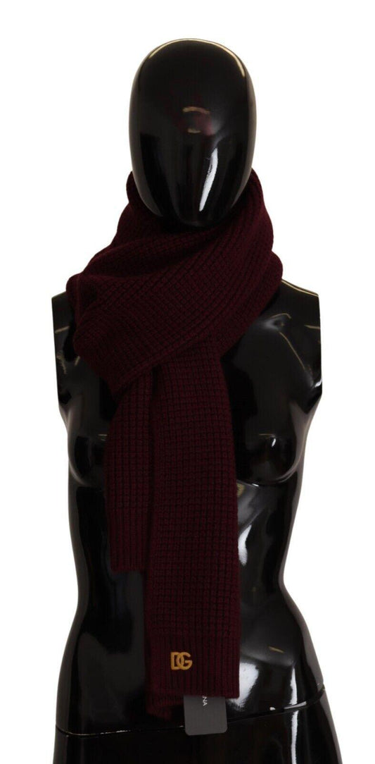 Dark Red Cashmere Logo Wrap Shawl Knitted Scarf - Designed by Dolce & Gabbana Available to Buy at a Discounted Price on Moon Behind The Hill Online Designer Discount Store