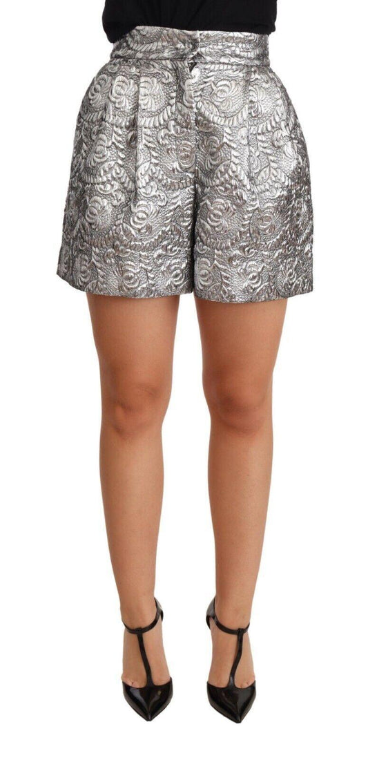 Silver Floral Brocade High Waist Shorts designed by Dolce & Gabbana available from Moon Behind The Hill 's Clothing > Shorts > Womens range