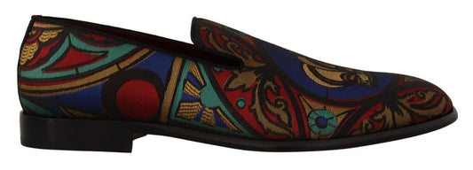 Dolce & Gabbana Multicolor Jacquard Crown Slippers Loafers Shoes - Designed by Dolce & Gabbana Available to Buy at a Discounted Price on Moon Behind The Hill Online Designer Discount Store