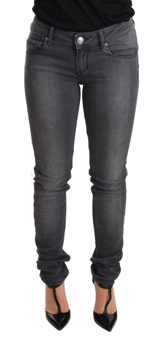 Gray Washed Cotton Slim Fit Low Waist Women Denim Trouser Jeans - Designed by Acht Available to Buy at a Discounted Price on Moon Behind The Hill Online Designer Discount Store