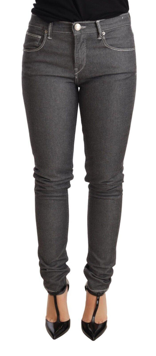 Gray Low Waist Skinny Denim Trouser Jeans - Designed by Acht Available to Buy at a Discounted Price on Moon Behind The Hill Online Designer Discount Store