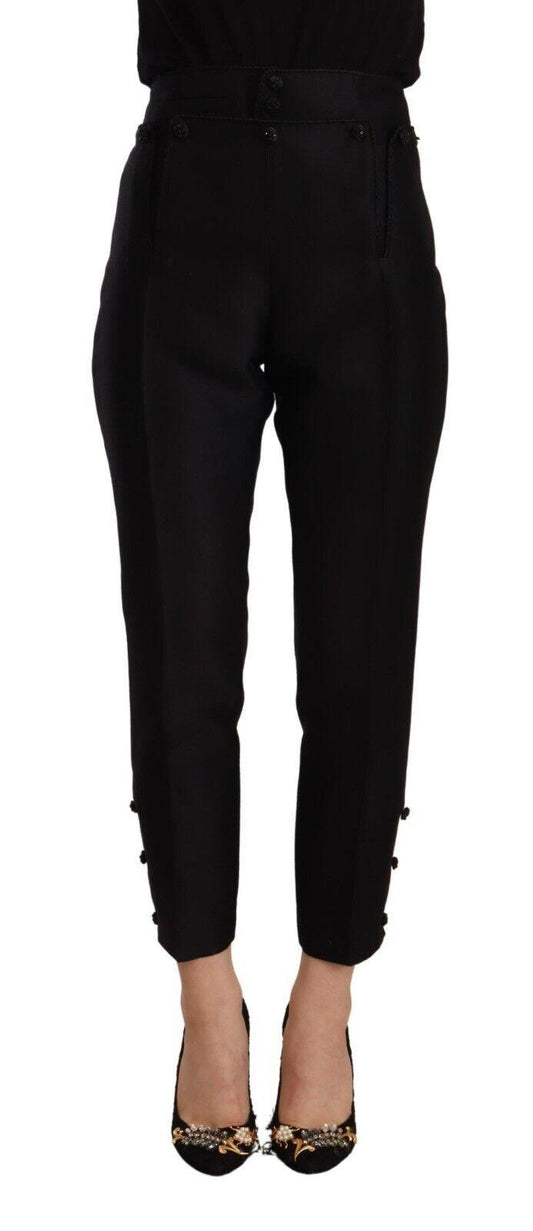 Black Wool High Waist Skinny Women Pants - Designed by Dsquared² Available to Buy at a Discounted Price on Moon Behind The Hill Online Designer Discount Store